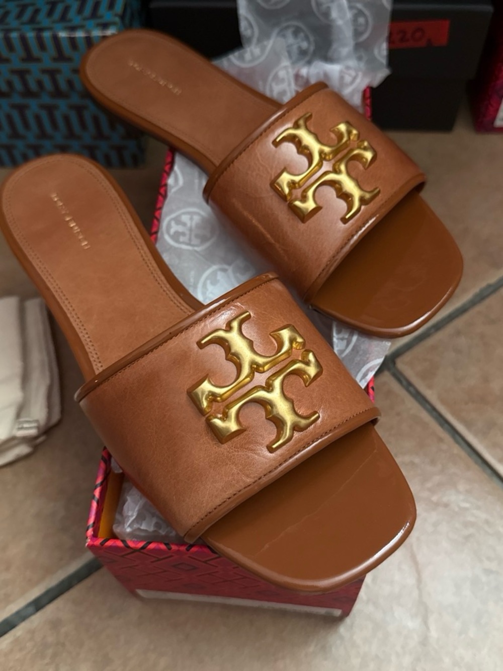 Tory Burch Eleanor Bourbon Sandal Signature Box